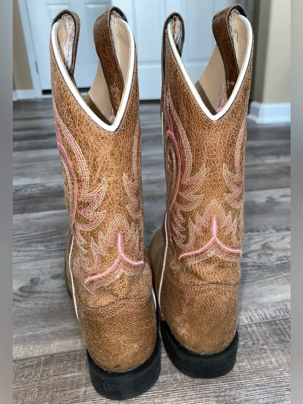 Shyanne Madison Pink Brown Tan White Cowgirl Western Boots Girl’s Size 4